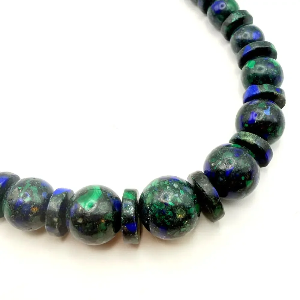 Jay King DTR Sterling Azurite Malachite Graduated Bead Necklace 18